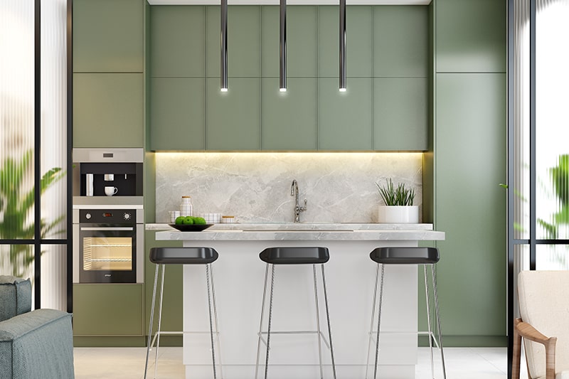 Urban modern style kitchen design is one of the famous kitchen styles, it is perfect for cosmopolitan lifestyles
