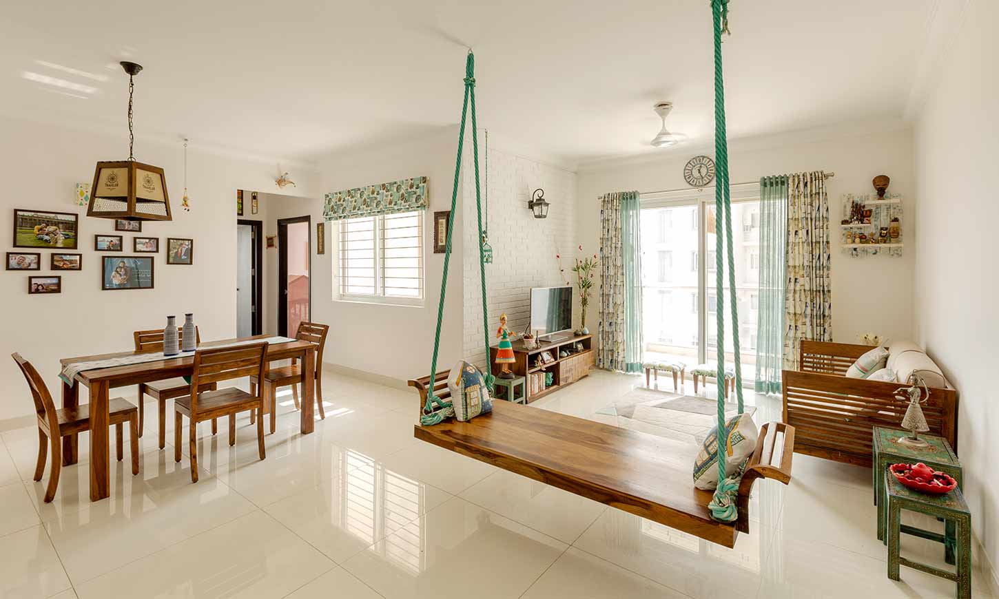 Big living room designed by villa interior designers in bangalore