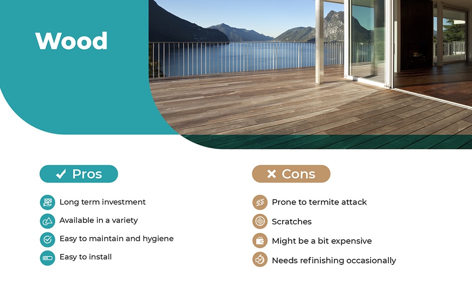 Natural wood material for balcony flooring