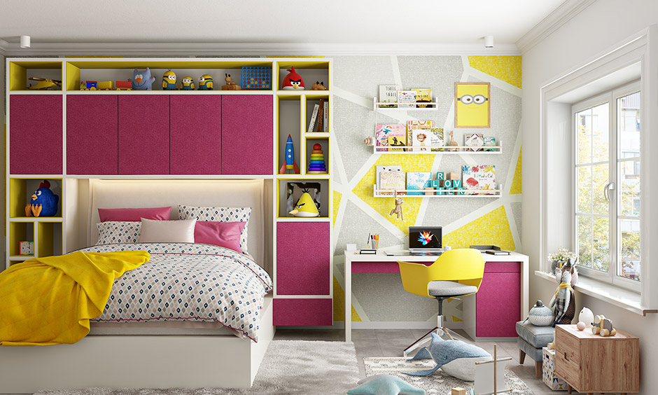 Yellow and magenta is an excellent choice for children's room colour combination.